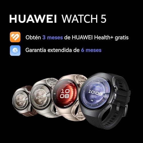  HUAWEI Watch 5 Negro - Monitoreo de Salud con ECG y HRV para Adultos
| HUAWEI Watch 5 46mm Negro - Pago NFC y Monitoriz