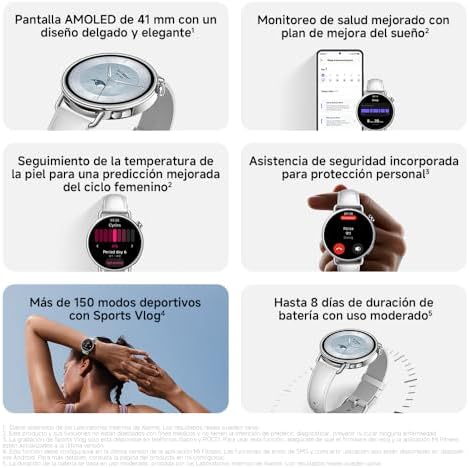 MI Watch S4 41mm, smart reloj, diámetro 41mm, ligero cuerpo de 32g, pronóstico menstrual, 150+ modos deportivos, segurid