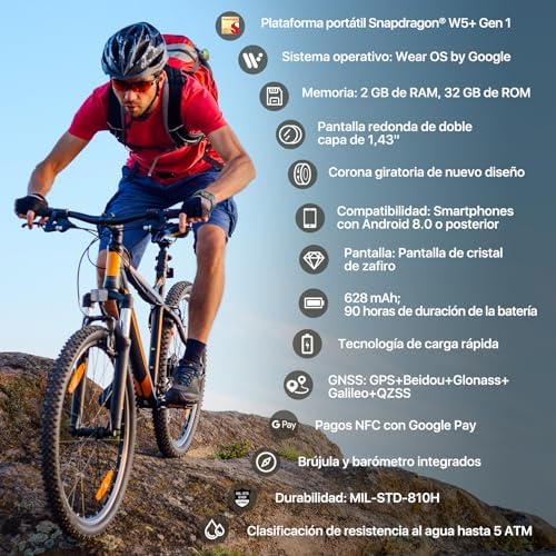 Ticwatch Pro 5 Enduro Slate Smartwatch para Hombres con 90 Horas de Batería y 110+ Modos de Entrenamiento