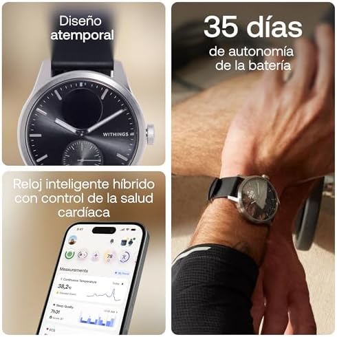 Withings ScanWatch 2, Reloj Inteligente de Salud Cardíaca para Adultos: ECG, SpO2, Control de Temperatura, Sueño, Salud 
