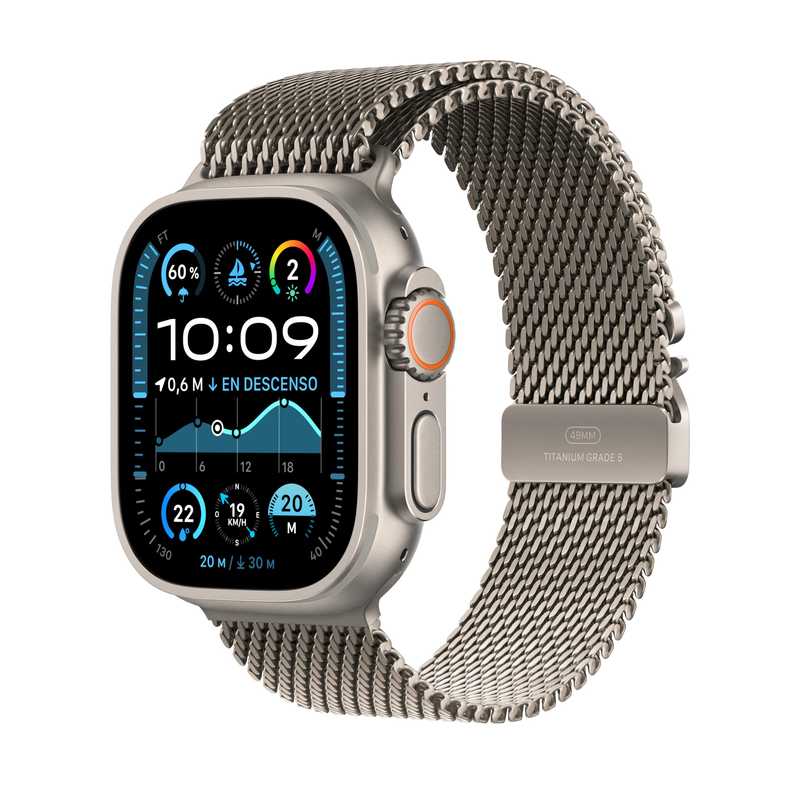Apple Watch Ultra 2 GPS + Cellular | Reloj Deportivo Titanio Natural 49 mm | Certificado Neutral en Carbono | Talla L